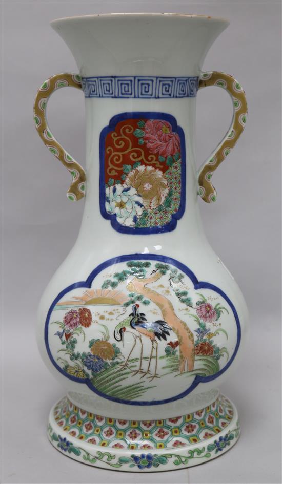 A Japanese vase, height 13.5in.